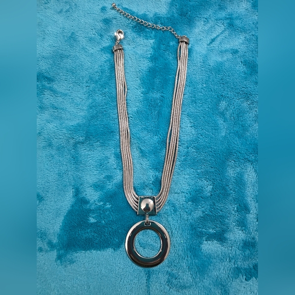 Chico's Short Silver-Tone Circlet Pendant Necklace - Picture 2 of 8